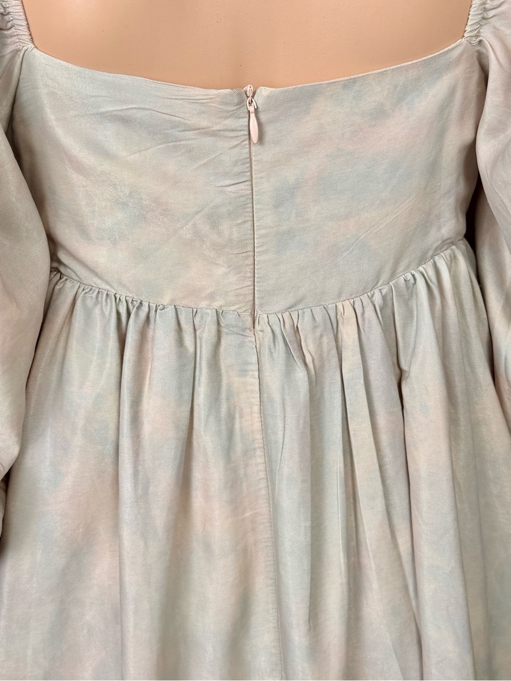 Storia‎ Pastel Watercolor Puff Sleeve Babydoll Mini Dress Small - Picture 3 of 7